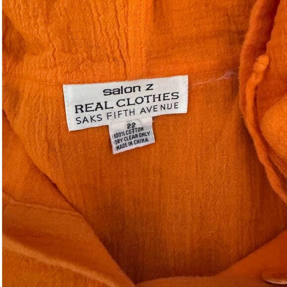 Salon Z Real Clothing Saks Fifth Avenue Size 22 Orange Hoodie Pullover - Picture 3 of 6